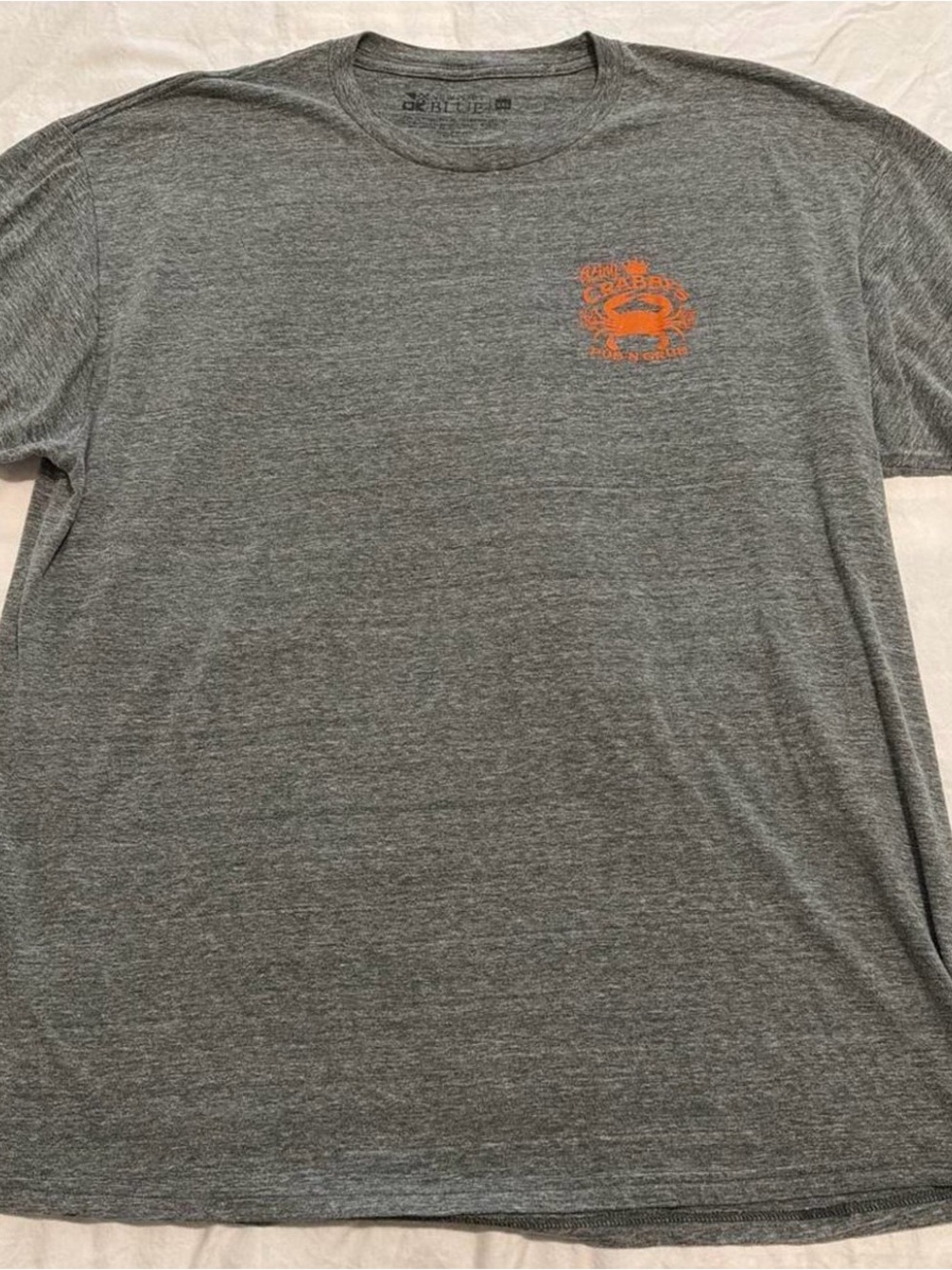 Men's Heather Gray Short-Sleeve Tee with Orange Chest Logo